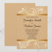 Faire-part de mariage floral moderne de bronze (Devant / Derrière)