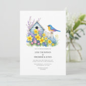 Faire-part de mariage floral moderne de printemps (Debout devant)