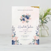 Faire-part de mariage floral moderne élégant et éc (Debout devant)