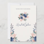 Faire-part de mariage floral moderne élégant et éc (Dos)