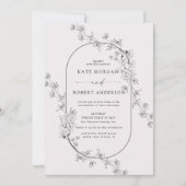 Faire-part de mariage floral moderne esquissé (Devant)