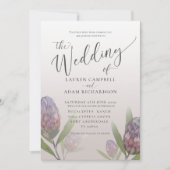 Faire-part de mariage Floral Moderne Protea violet (Devant)