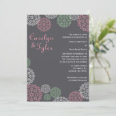 Faire-part de mariage floral moderne rose et vert (Debout devant)