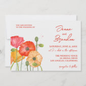Faire-part de mariage floral moderne rouge vif (Devant)