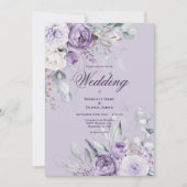 Faire-part de mariage Floral moderne violet (Devant)