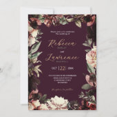 Faire-part de mariage floral moisi foncé (Devant)
