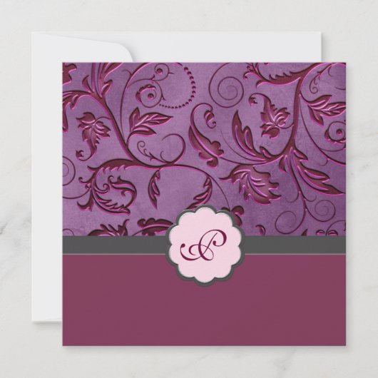 Faire-part de mariage Floral Monogramme (Devant)