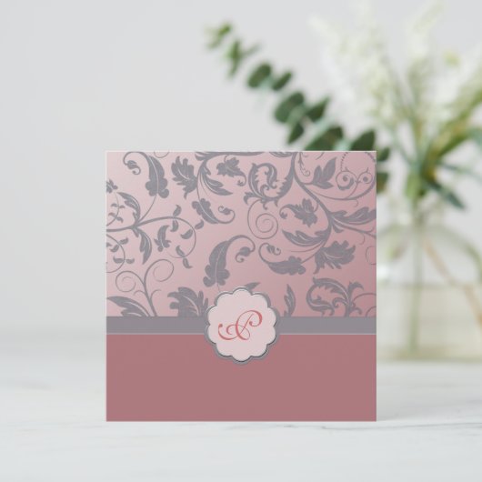 Faire-part de mariage Floral Monogramme (Debout devant)