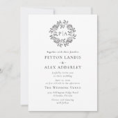 Faire-part de mariage Floral Monogramme Classique (Devant)
