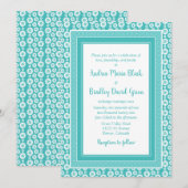 Faire-part de mariage Floral Motif bleu Aqua (Devant / Derrière)