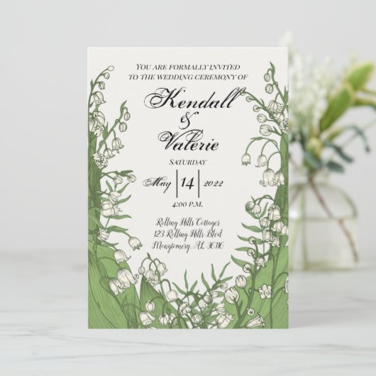Faire-part de mariage floral Muguet 5x7 (Debout devant)