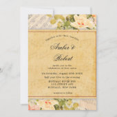 Faire-part de mariage floral musical vintage (Devant)