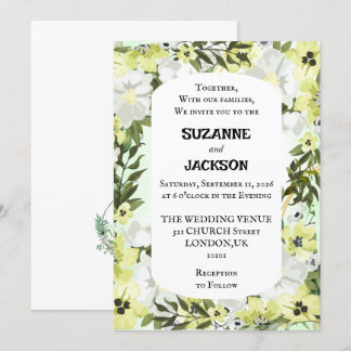 Faire-part de mariage floral neutre rustique