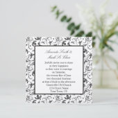 Faire-part de mariage floral noir et argent (Debout devant)