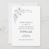 Faire-part de mariage floral noir et blanc simplis (Devant)