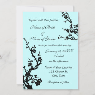 Faire-part de mariage floral noir et turquoise