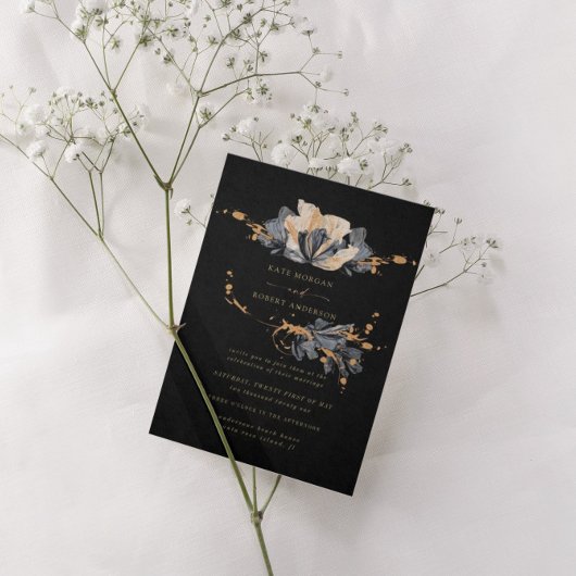 faire-part de mariage floral noir or exclusif