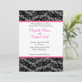 Faire-part de mariage floral noir rétro (Debout devant)