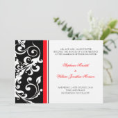 Faire-part de mariage - Floral - Noir/Rouge (Debout devant)