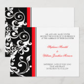 Faire-part de mariage - Floral - Noir/Rouge (Devant / Derrière)
