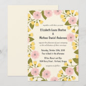 Faire-part de mariage floral ombre et jaune (Devant / Derrière)