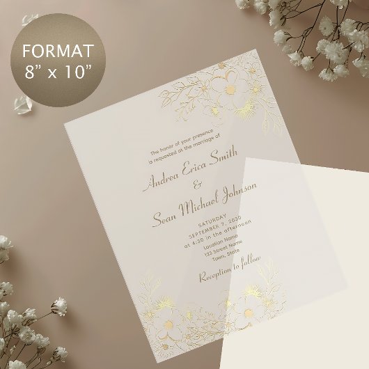 Faire-part de mariage Floral Or