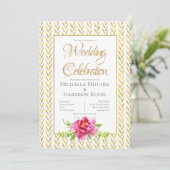 Faire-part de mariage Floral Or et Rose (Debout devant)