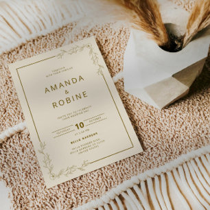 Faire-part de mariage Floral Or Minimaliste
