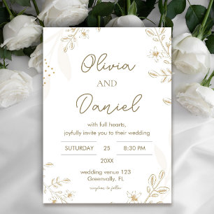 Faire-part de mariage Floral Or Moderne