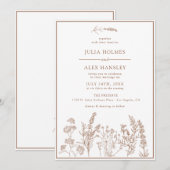Faire-part de mariage Floral Orange Brûlé (Devant / Derrière)