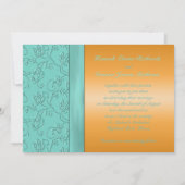 Faire-part de mariage floral Orange et Aqua (Dos)