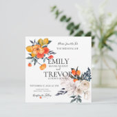 Faire-part de mariage floral orange et blanc (Debout devant)