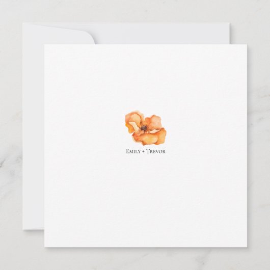 Faire-part de mariage floral orange et blanc (Dos)