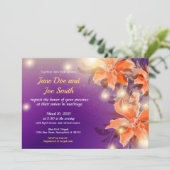 Faire-part de mariage floral orange et violet (Debout devant)