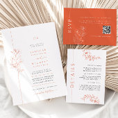 Faire-part de mariage Floral Orange Lumineux Moder