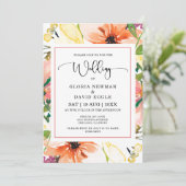 Faire-part de mariage Floral Orange Spring (Debout devant)