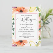 Faire-part de mariage Floral Orange Spring (Debout devant)