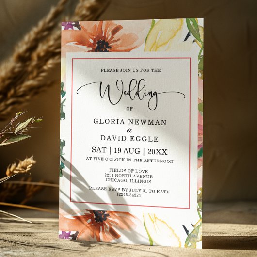 Faire-part de mariage Floral Orange Spring