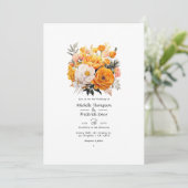 Faire-part de mariage floral orange vibre (Debout devant)