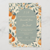 Faire-part de mariage floral Oranges (Devant / Derrière)