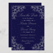 Faire-part de mariage floral orné d'argent (Devant / Derrière)