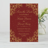 Faire-part de mariage Floral Orné Or (Debout devant)