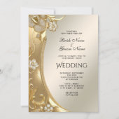 Faire-part de mariage Floral Orné Or (Devant)