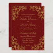 Faire-part de mariage Floral Orné Or (Devant / Derrière)