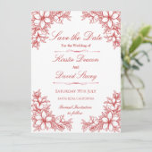 Faire-part de mariage Floral Orné Rouge (Debout devant)