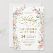Faire-part de mariage floral pastel de printemps (Devant)