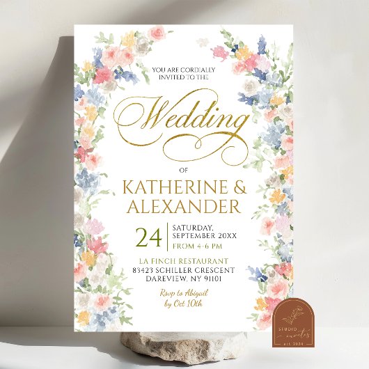 Faire-part de mariage floral pastel de printemps