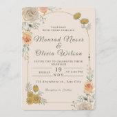 Faire-part de mariage floral pastel et or (Devant)