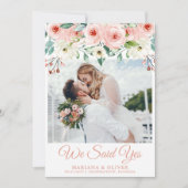 Faire-part de mariage floral pêche blanc (Devant)