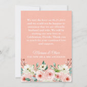 Faire-part de mariage floral pêche blanc (Dos)